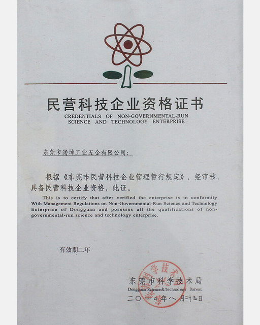 民营 科技 企业 资格 资格 c certificado