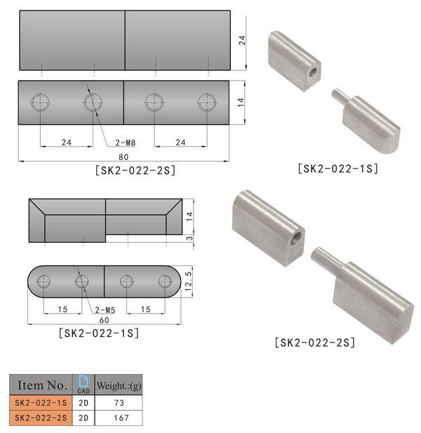 SK2-022-2S KUNLONG Industrial Levante Bisagra