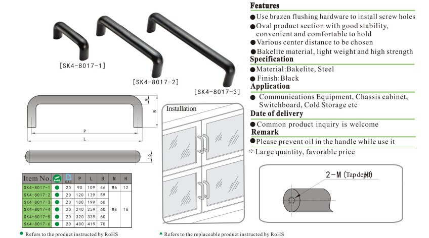 SK4-8017 KUNLONG Manija de gabinete de acero industrial