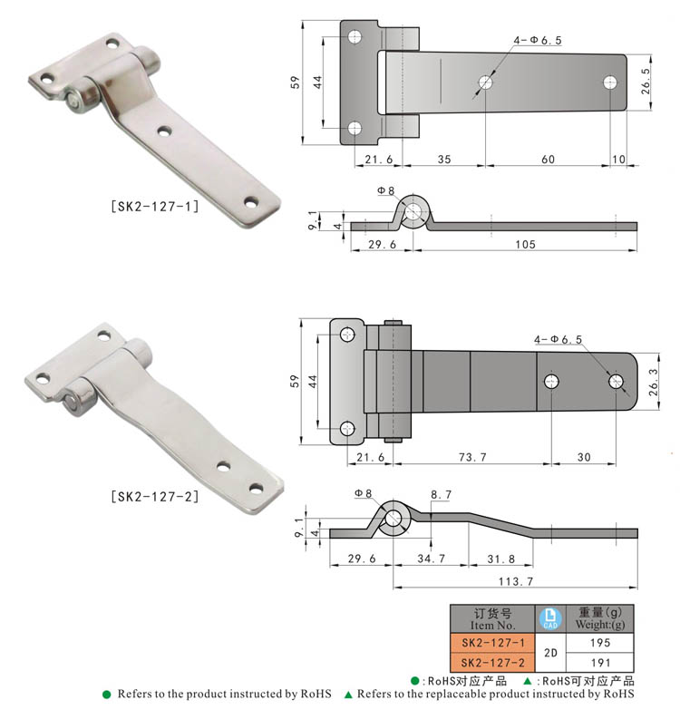 SK2-127-2 KUNLONG Industrial Cabinet Torque Hinge