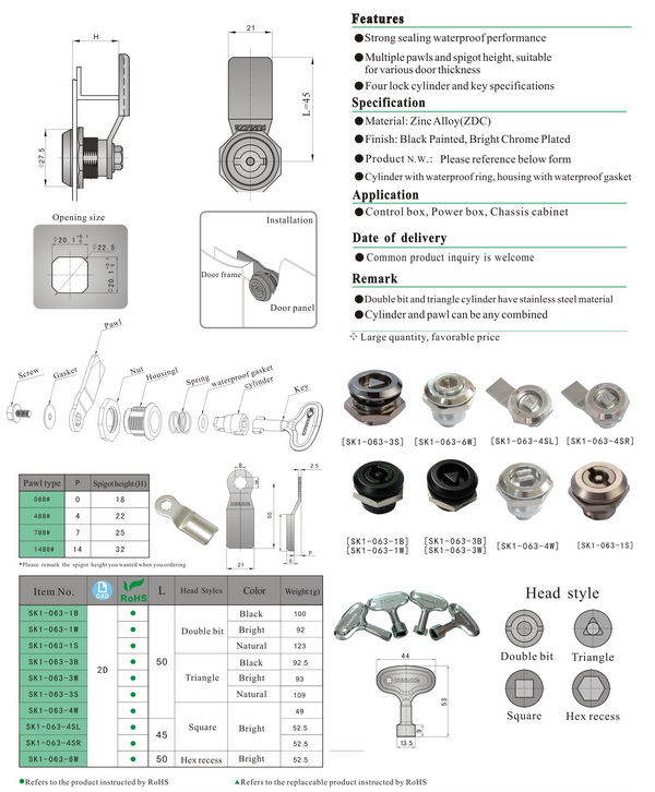 SK1-063 KUNLONG Industrial Cam Lock