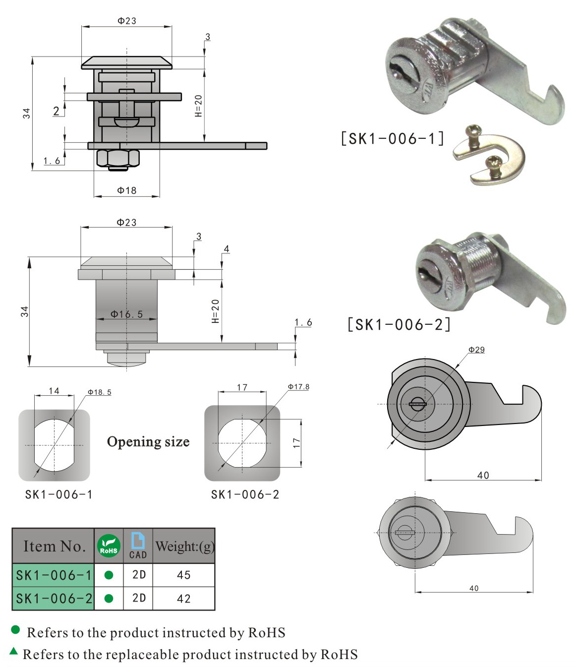 SK1-006 KUNLONG Industrial Cam Lock