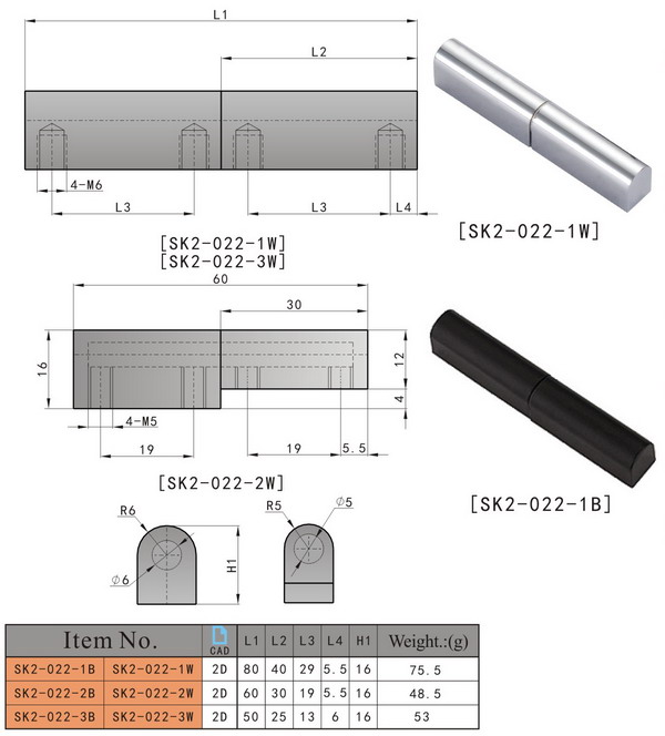 SK2-022-1W KUNLONG Industrial Levante Bisagra