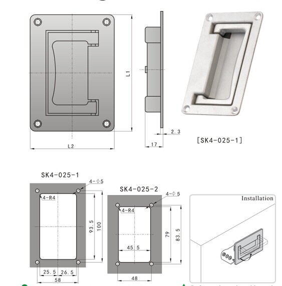 SK4-025 KUNLONG Manija plegable de acero industrial
