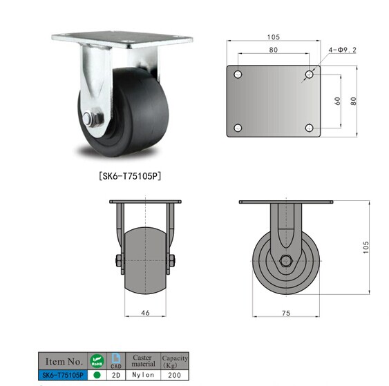 SK6-T75105P KUNLONG Rueda de colada industrial